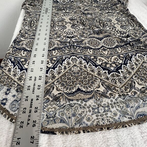 Dana Buchman Womens Paisley Print Tunic Top Medium 3/4 Sleeve Beige Navy Stretch - Picture 10 of 10
